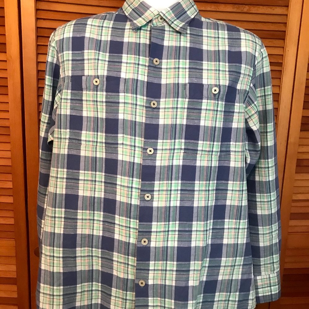 TOMMY BAHAMA SZ S LS LINEN BLEND PLAID SHIRT